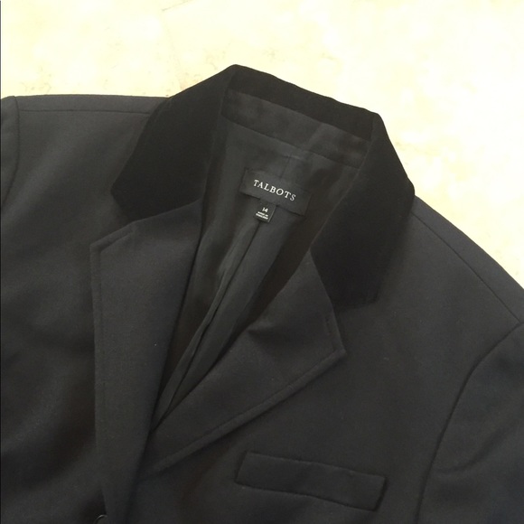 TALBOTS Wool Blazer Black w/ Velvet Collar - Picture 1 of 7